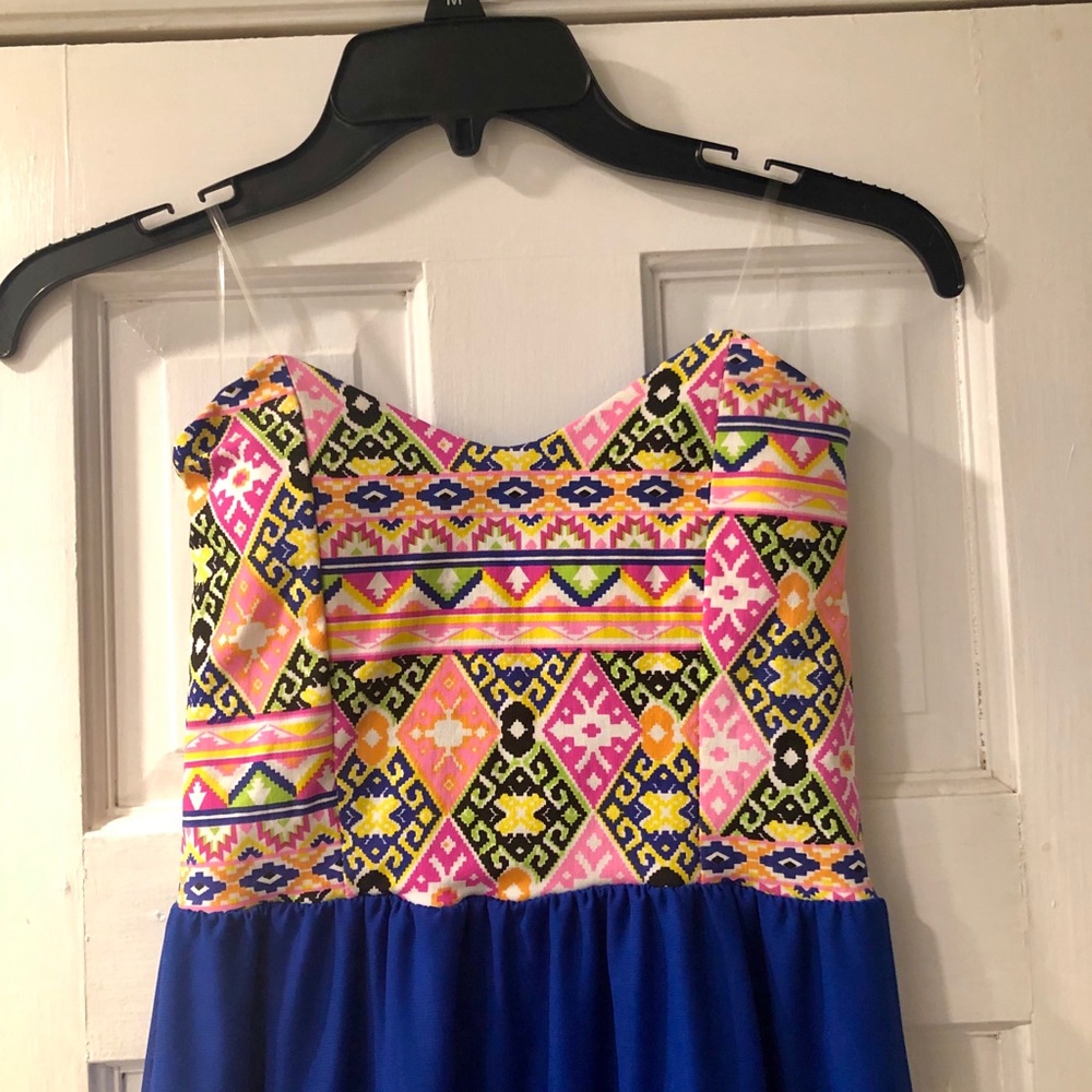 Gorgeous Aztec inspired strapless maxi